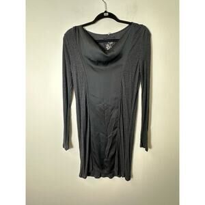 Luisa Cerano Charcoal Bodycon Cowl Neck Knit Dress Sz 10